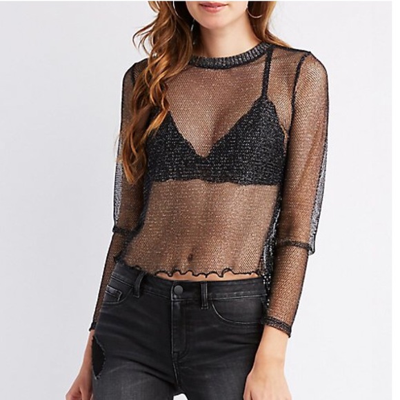 Metallic fishnet mesh top - Picture 1 of 2
